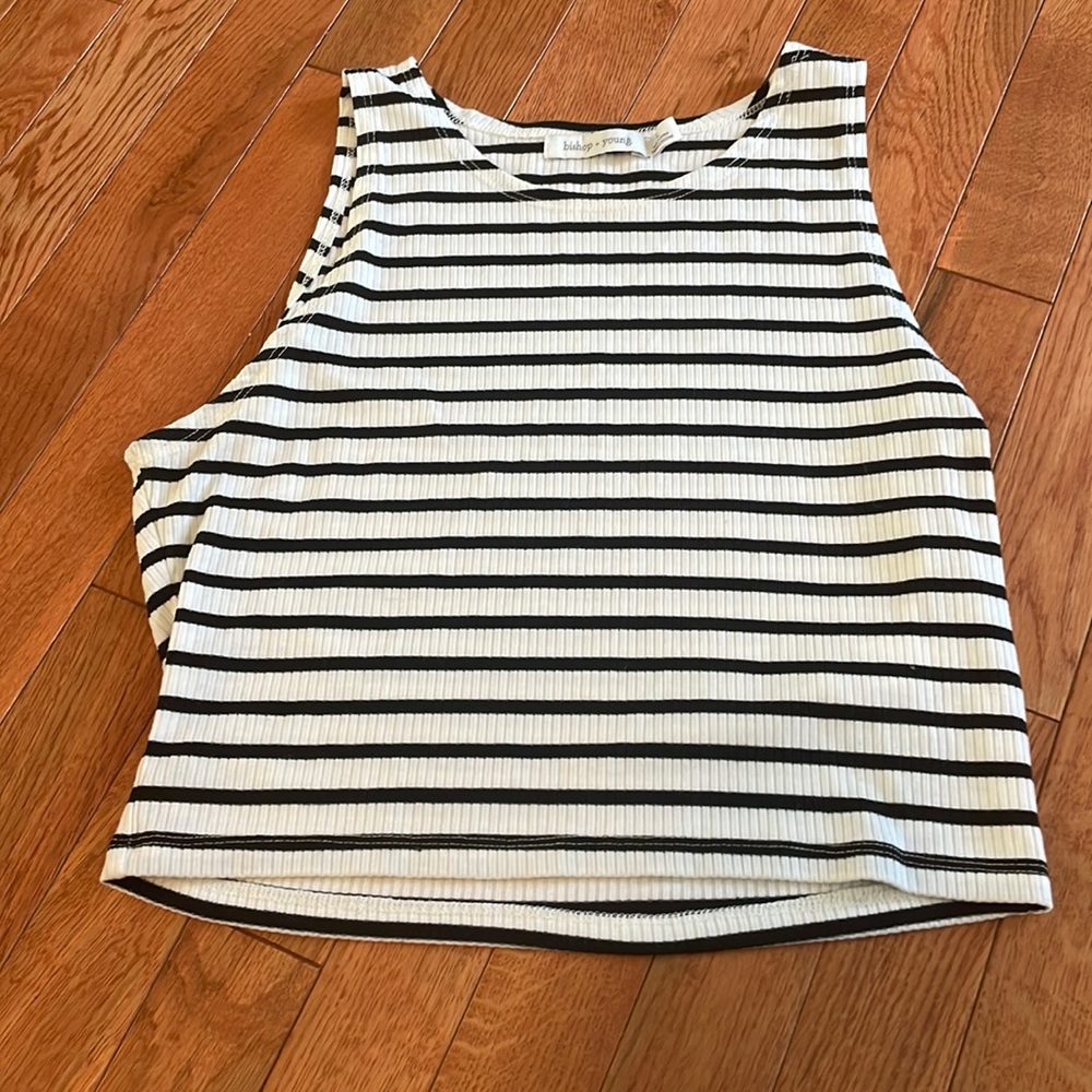 Black and white striped crop top
